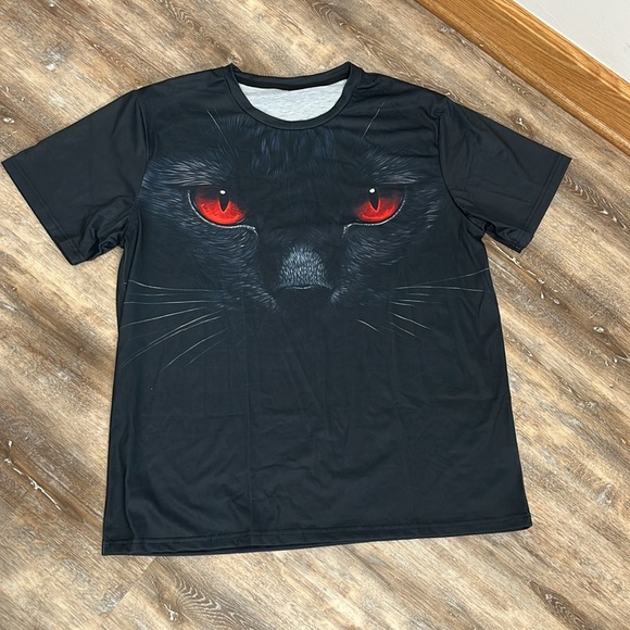 Shein Men's Manfinity Dauomo Size  XXL Black Cat Printed Short Sleeve T Shirt - Picture 8 of 9